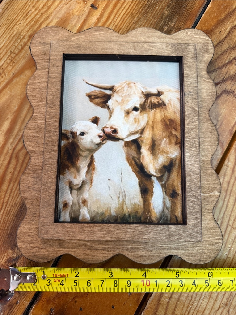 Rustic Brown Cow Print in Wood Frame - Home Accents